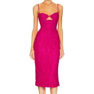 Bardot Ivanna Lace Midi Dress in Fuchsia